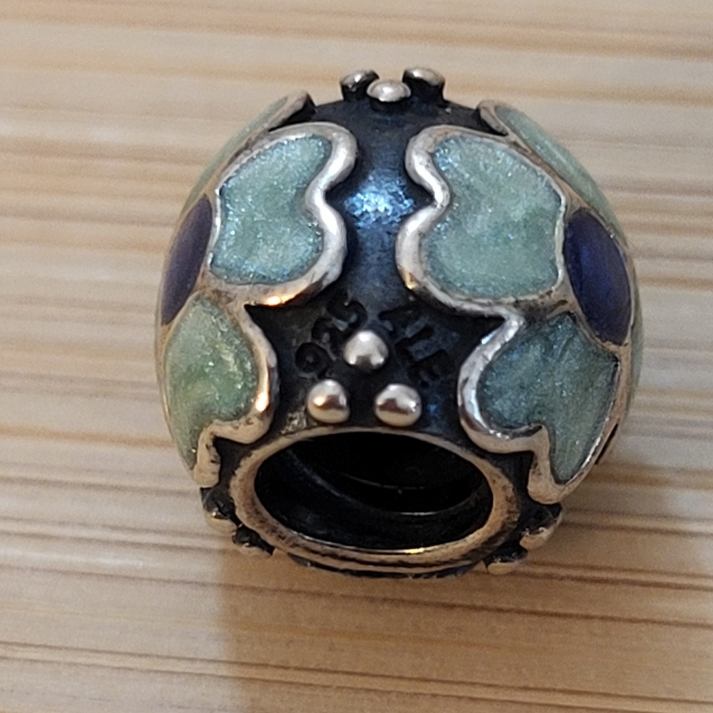 Pandora Retired Blue Daisy Flower 925 Silver Charm - Picture 5 of 5